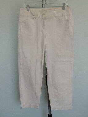 LOFT Outlet Women’s Beige Khaki Capri Pants Double Button Wide Waistband Size 6